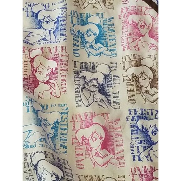 Womens Disney Tinkerbell Scrub Top women's small fairy fairies attitude EUC - Picture 2 of 4